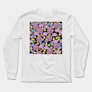 Chakra Pattern Black Background Long Sleeve T-Shirt